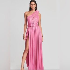 Retrofete formal off the shoulder dress with slit